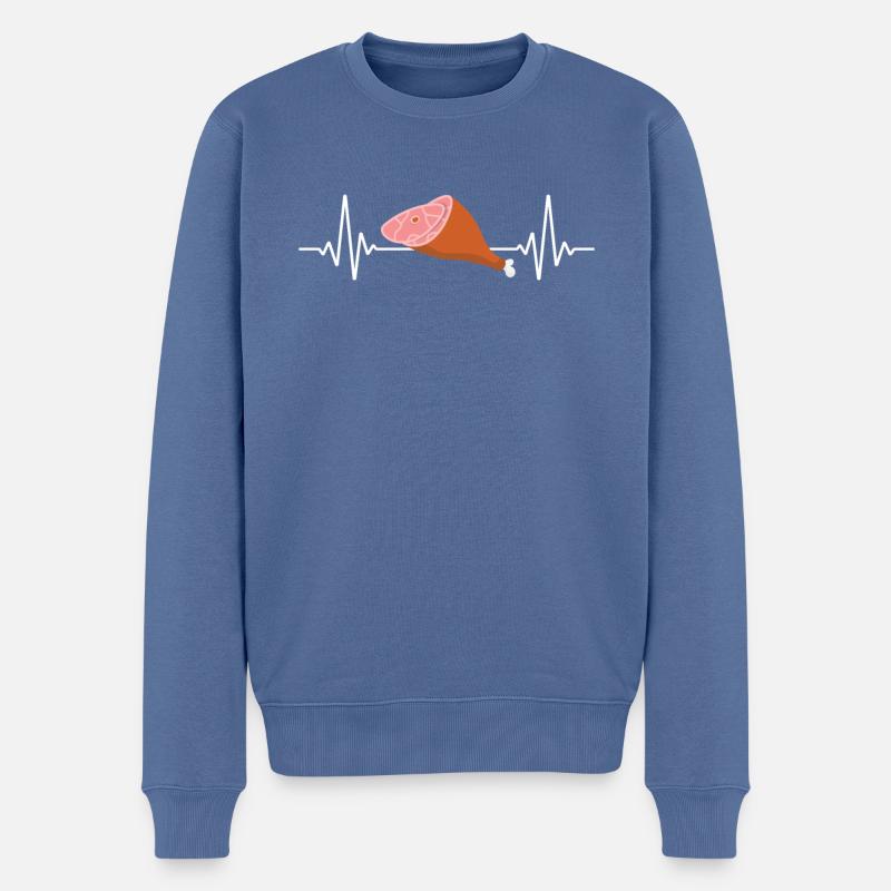 Schinken - Männer Premium Bio Pullover - Taubenblau