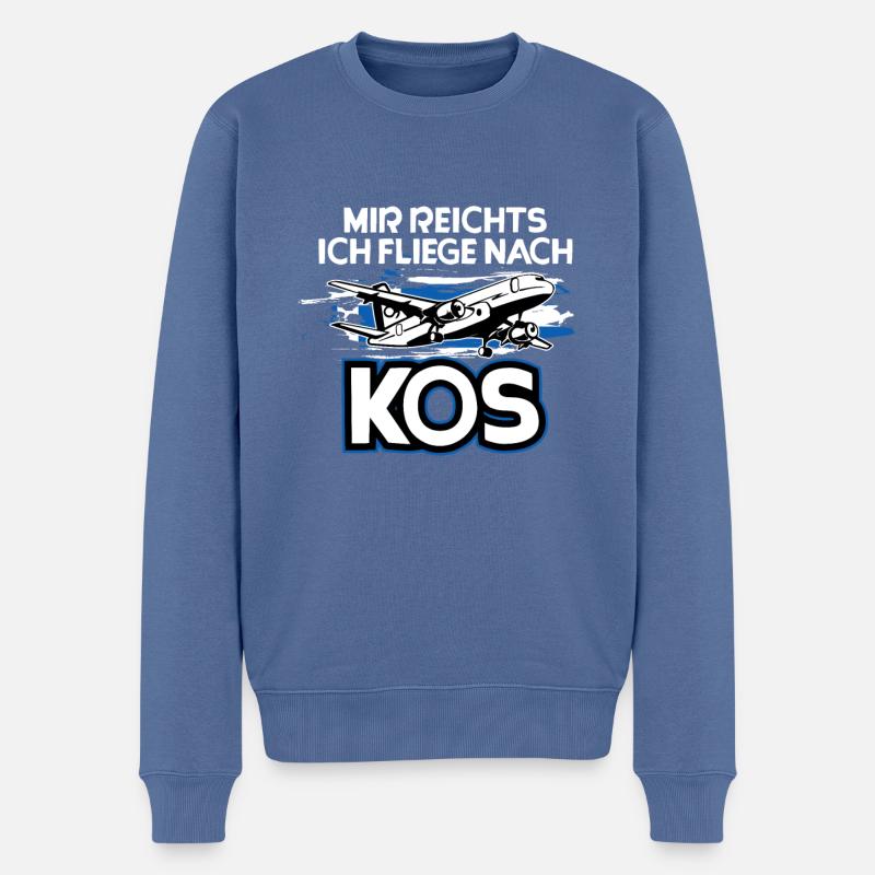 Kos - Männer Premium Bio Pullover - Taubenblau