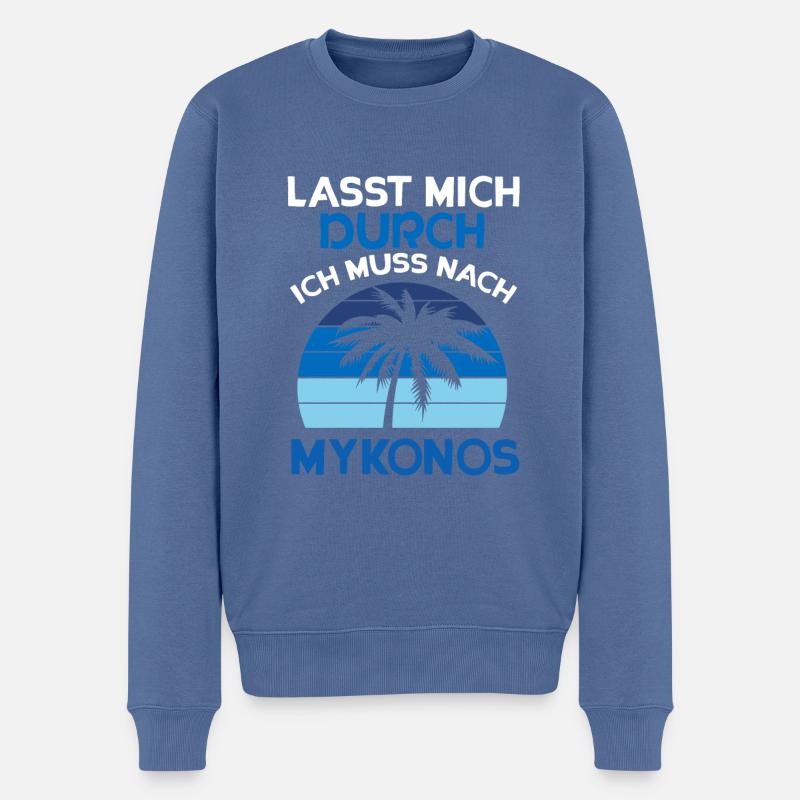 Mykonos - Männer Premium Bio Pullover - Taubenblau