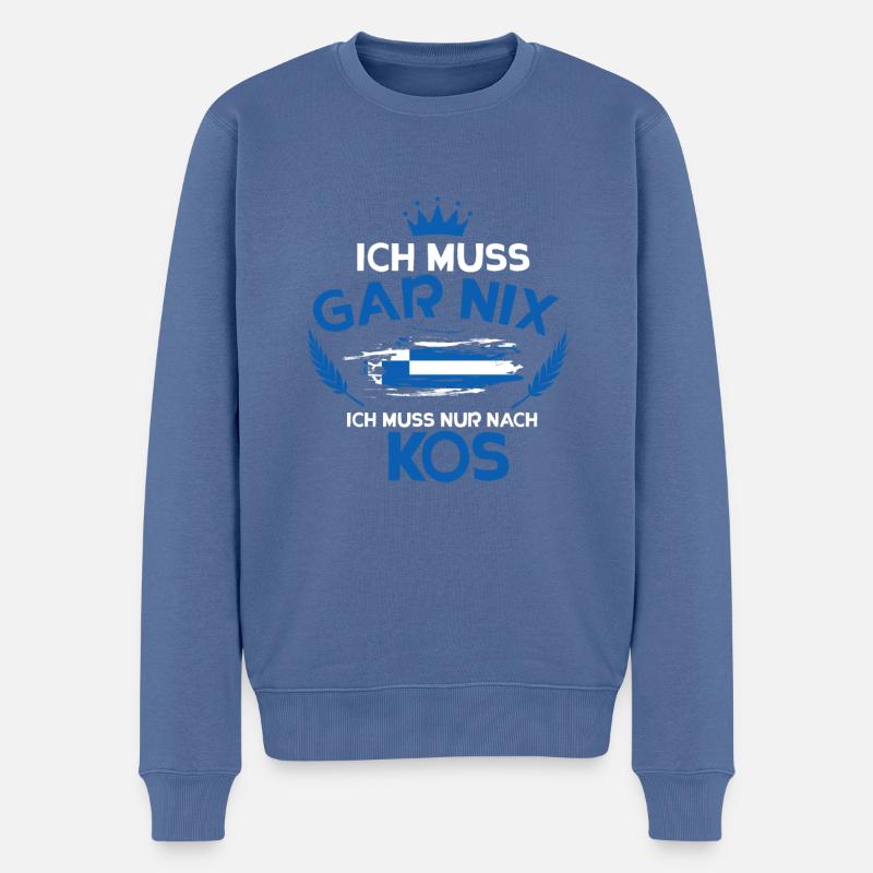 Kos - Männer Premium Bio Pullover - Taubenblau