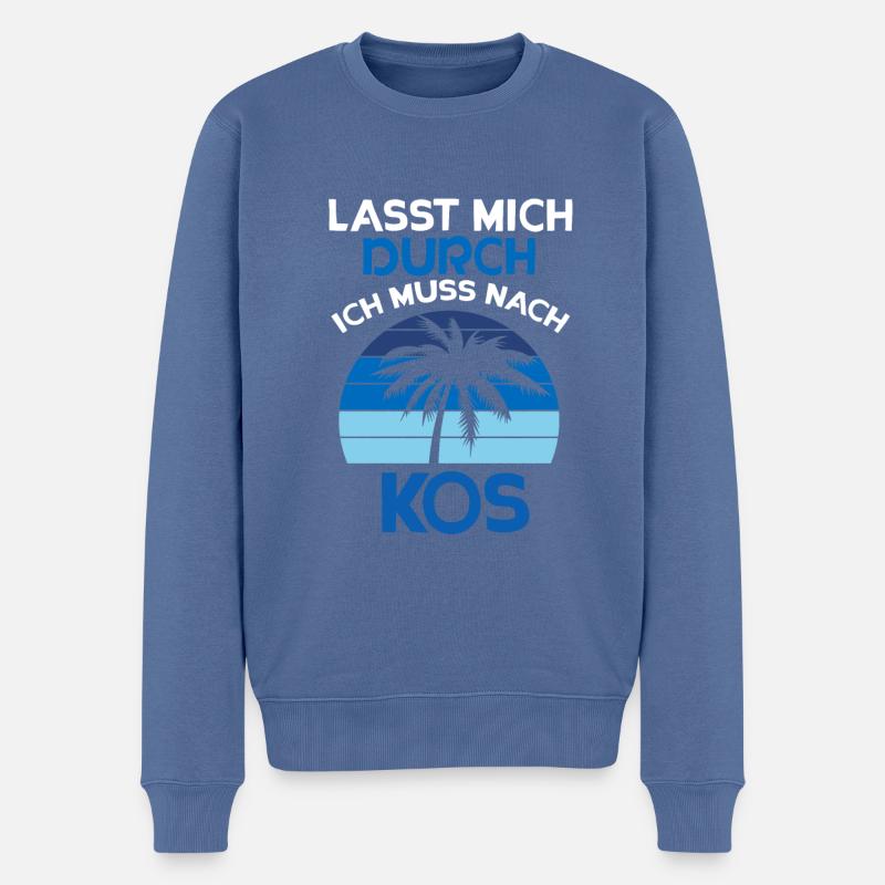 Kos - Männer Premium Bio Pullover - Taubenblau