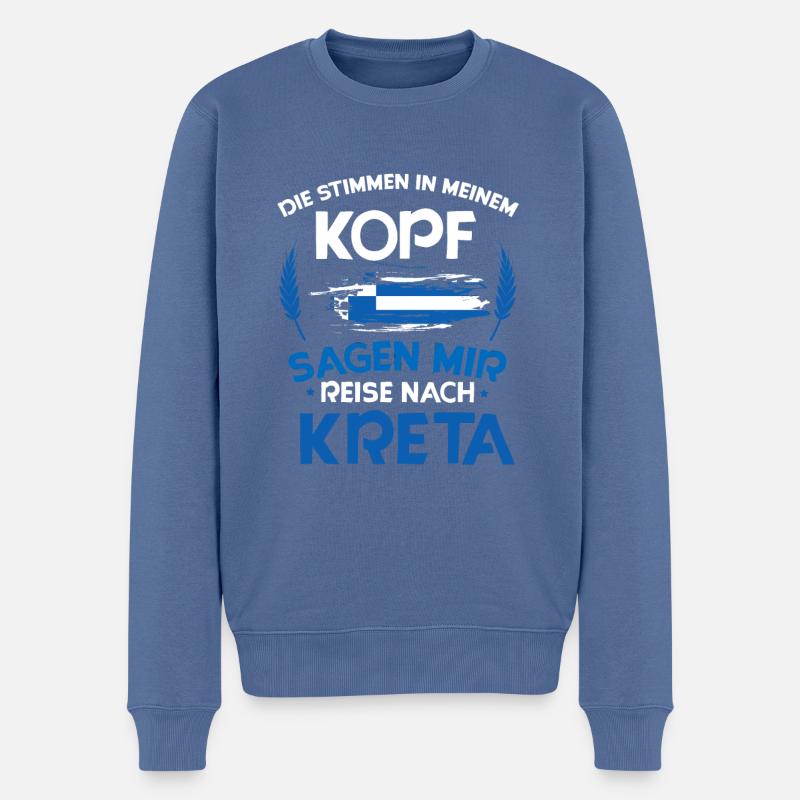 Kreta - Männer Premium Bio Pullover - Taubenblau
