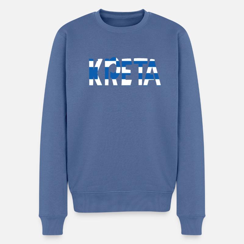 Kreta - Männer Premium Bio Pullover - Taubenblau