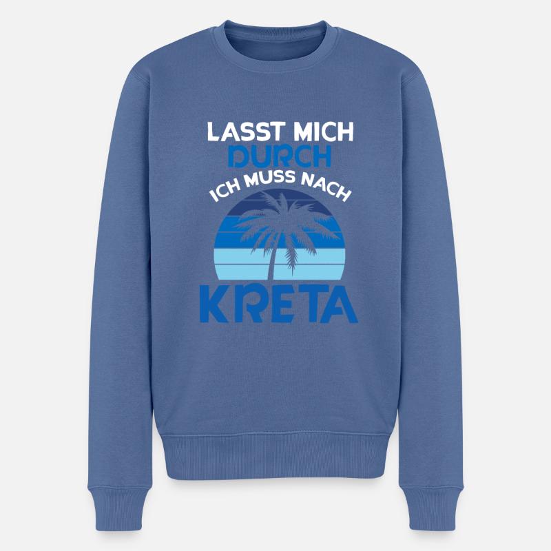 Kreta - Männer Premium Bio Pullover - Taubenblau