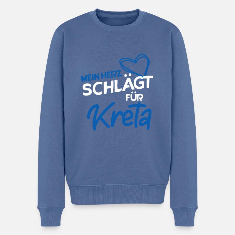 Kreta - Männer Premium Bio Pullover - Taubenblau
