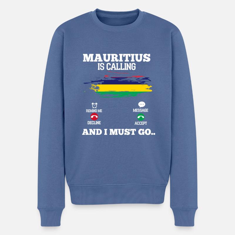 Mauritius - Männer Premium Bio Pullover - Taubenblau