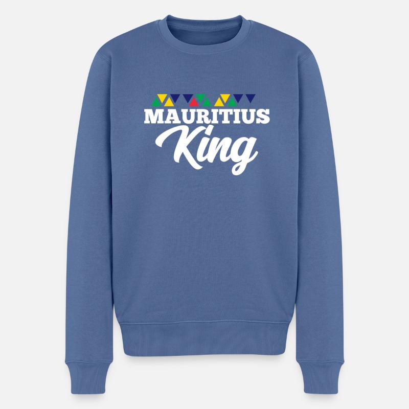 Mauritius - Männer Premium Bio Pullover - Taubenblau