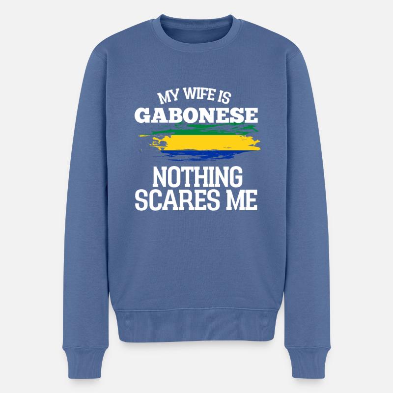 Gabon Épouse - Pull Premium bio Homme - bleu pigeon
