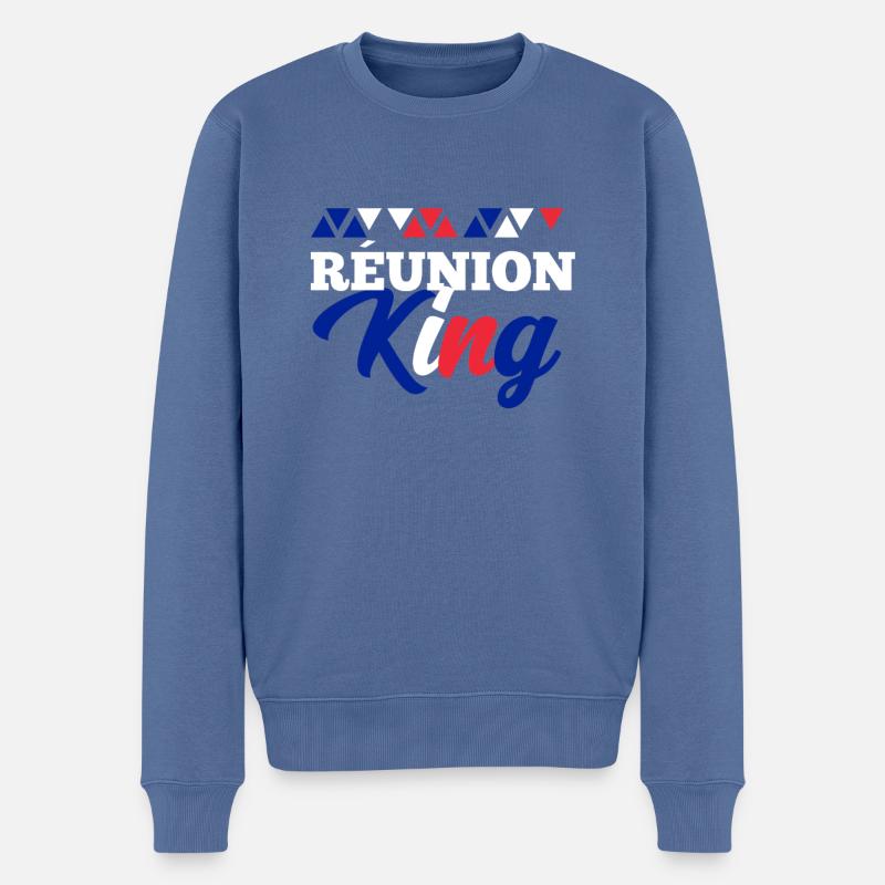 Reunion - Männer Premium Bio Pullover - Taubenblau