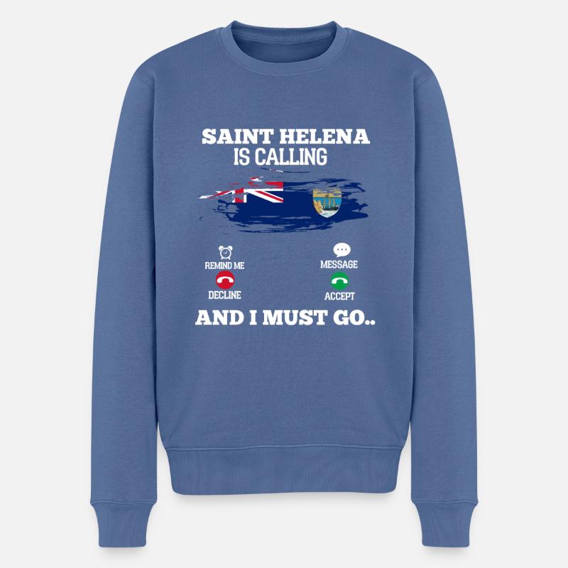 Saint Helena - Männer Premium Bio Pullover - Taubenblau