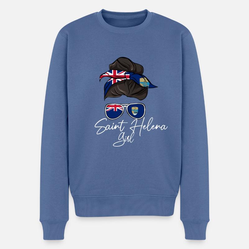 Saint Helena - Männer Premium Bio Pullover - Taubenblau
