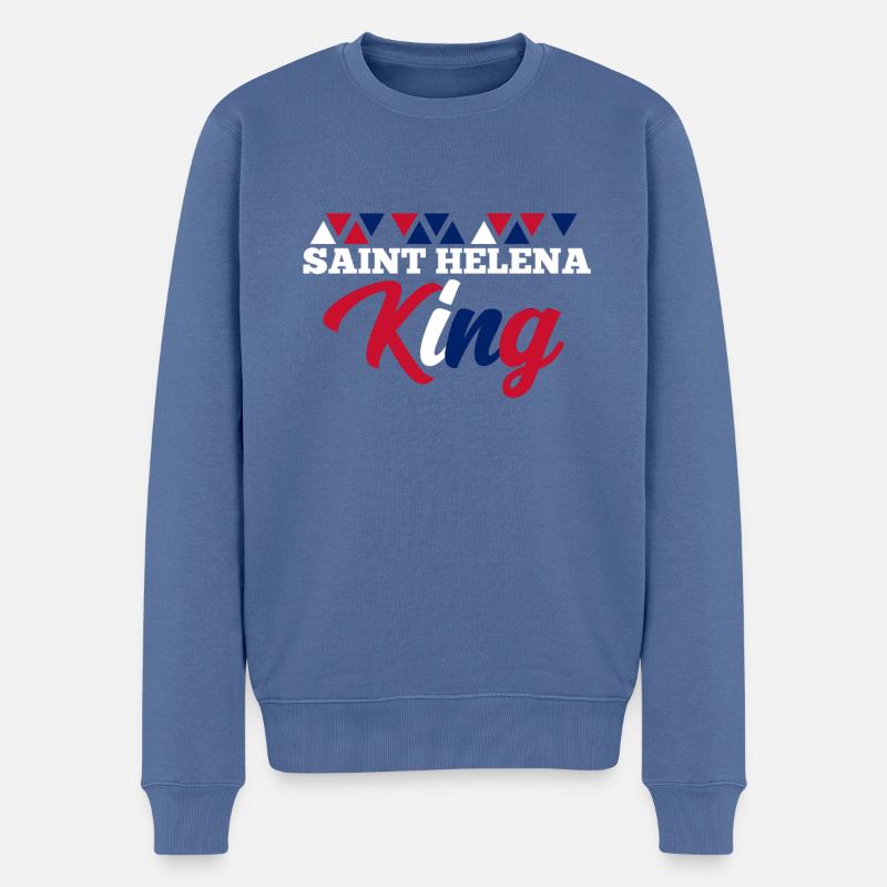 Saint Helena - Männer Premium Bio Pullover - Taubenblau