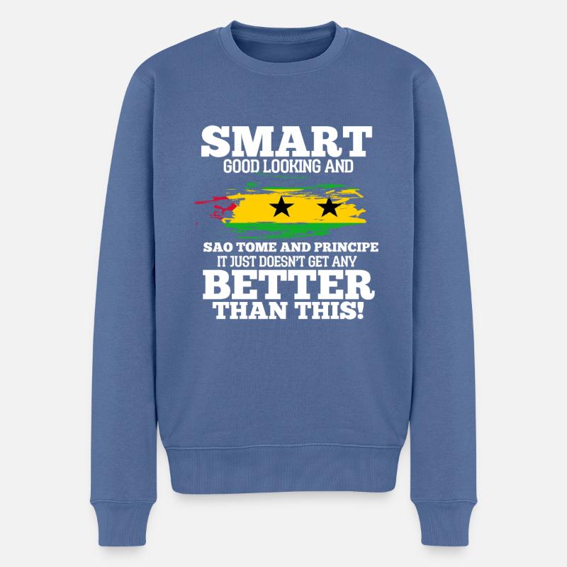 Sao Tome - Männer Premium Bio Pullover - Taubenblau