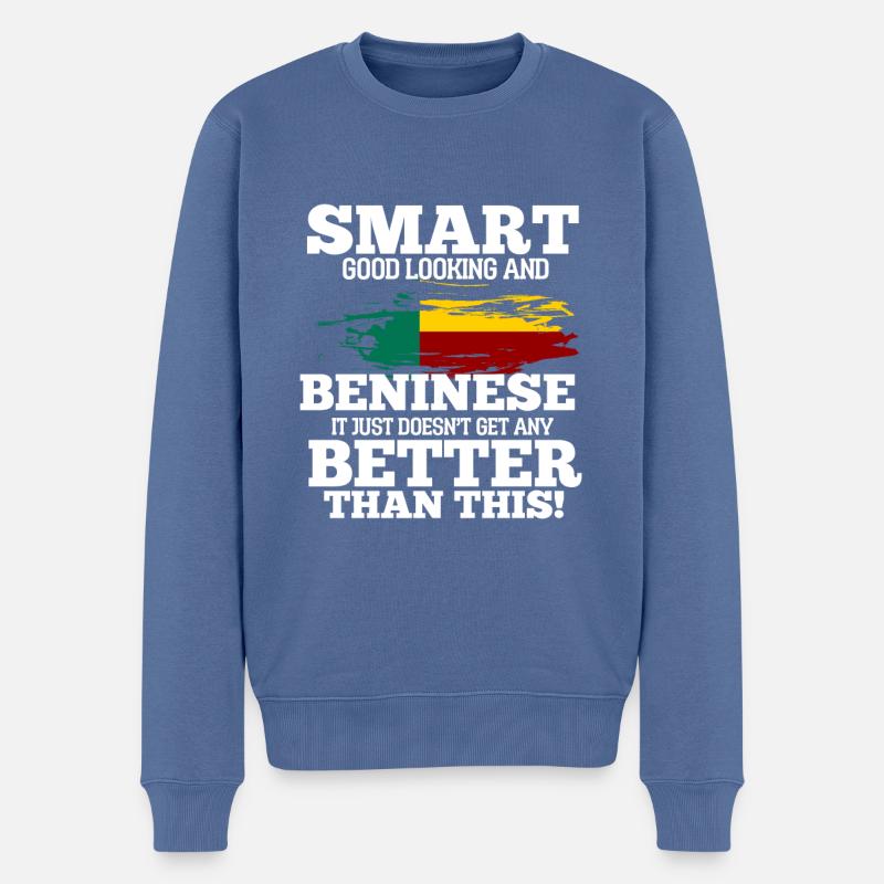 Benin - Männer Premium Bio Pullover - Taubenblau