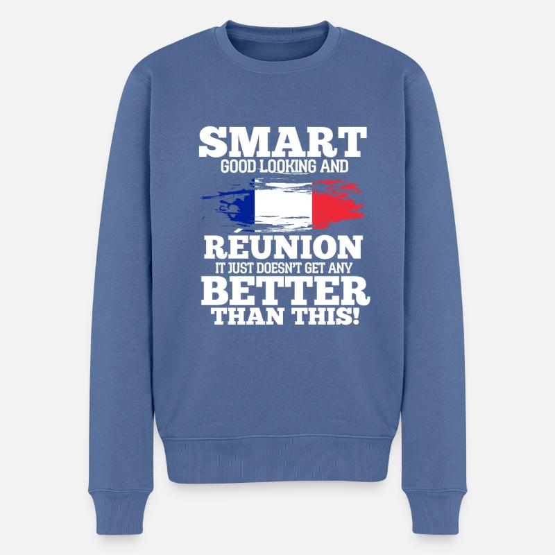 Reunion - Männer Premium Bio Pullover - Taubenblau