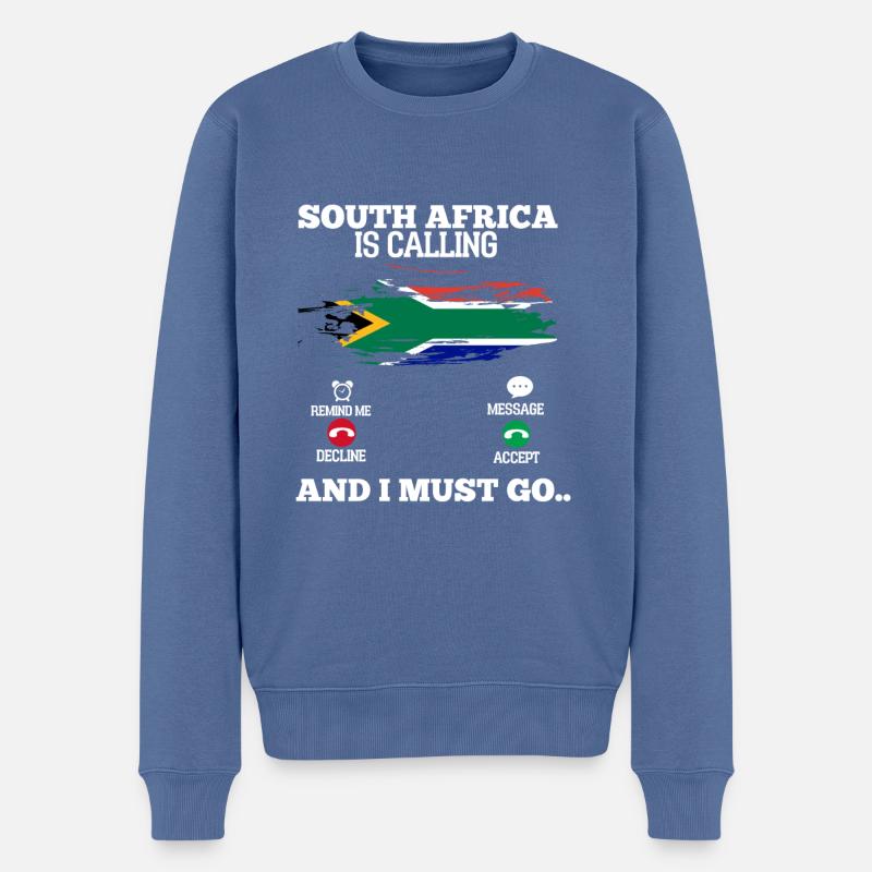 Südafrika - Männer Premium Bio Pullover - Taubenblau