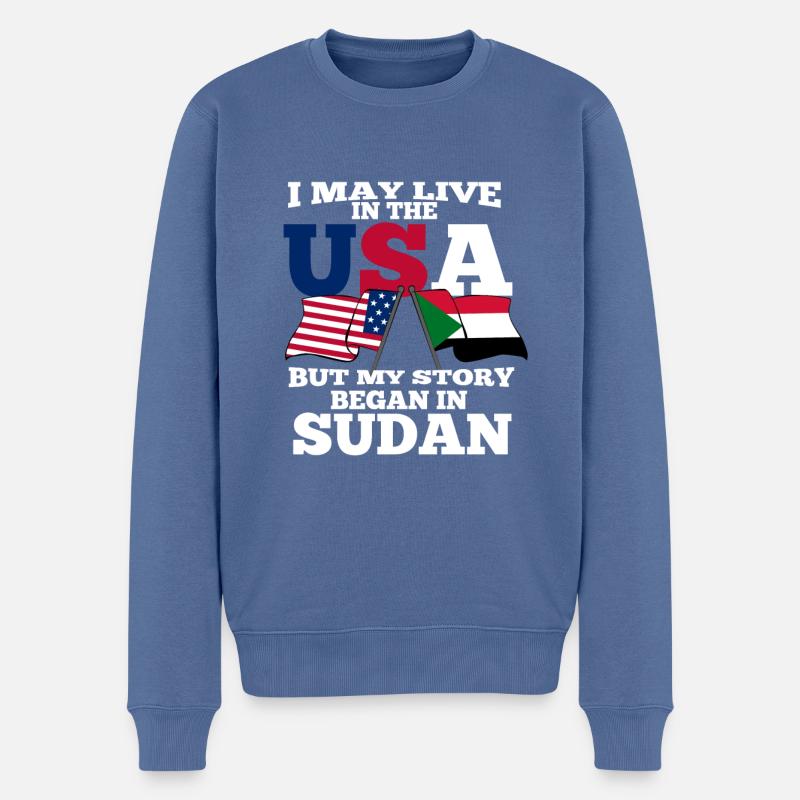 Sudan - Männer Premium Bio Pullover - Taubenblau