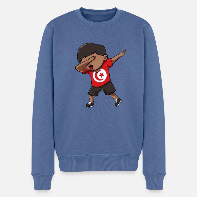 Tunesien - Männer Premium Bio Pullover - Taubenblau