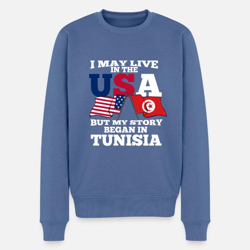 Tunesien - Männer Premium Bio Pullover - Taubenblau