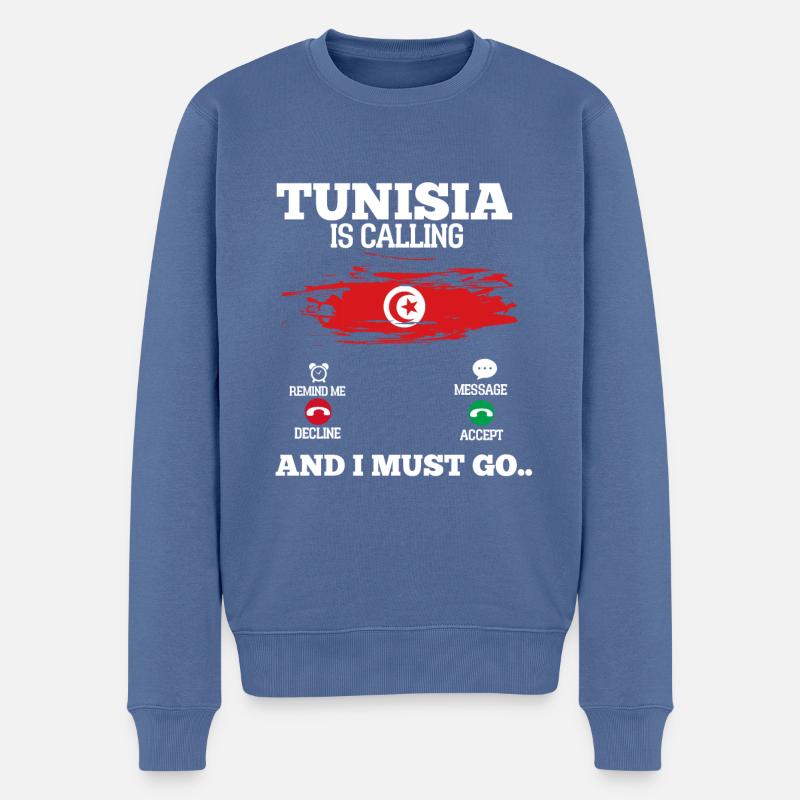 Tunesien - Männer Premium Bio Pullover - Taubenblau