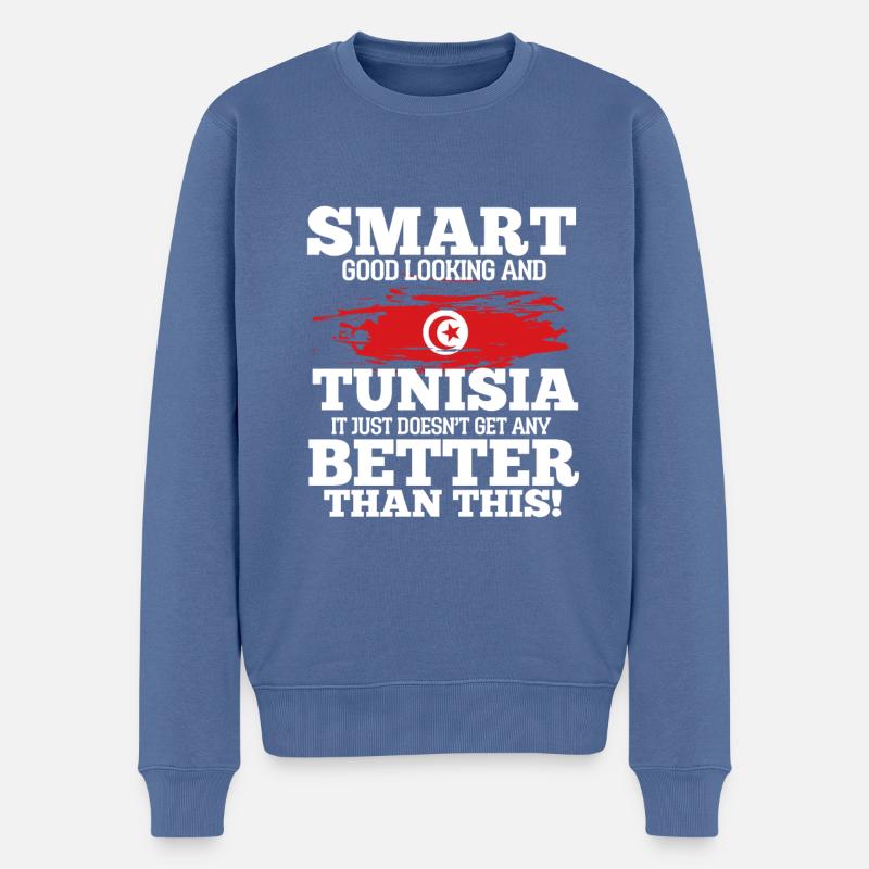 Tunesien - Männer Premium Bio Pullover - Taubenblau