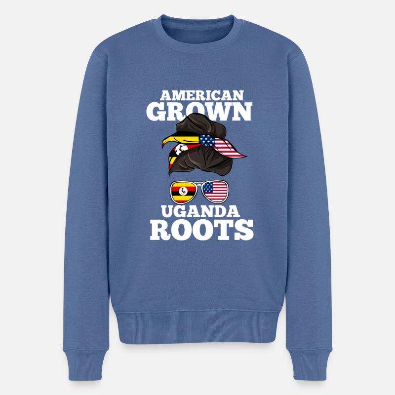 Ouganda - Pull Premium bio Homme - bleu pigeon