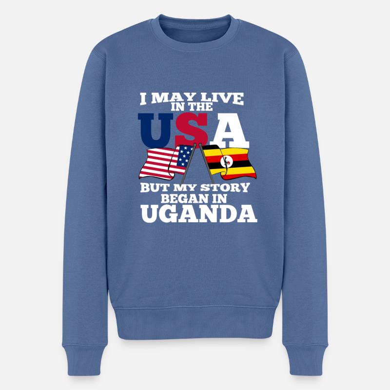 Uganda - Männer Premium Bio Pullover - Taubenblau