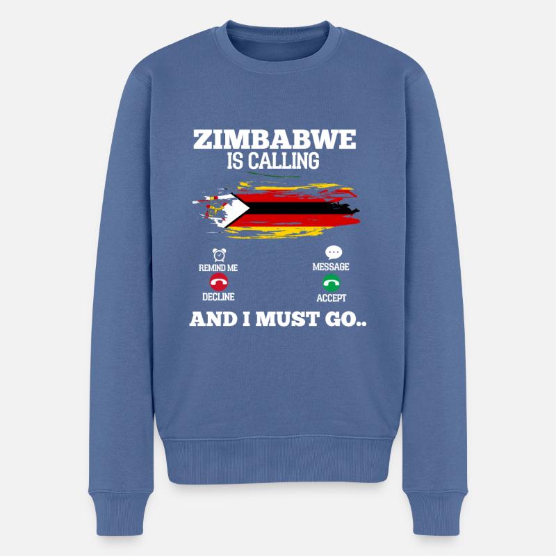 Simbabwe - Männer Premium Bio Pullover - Taubenblau