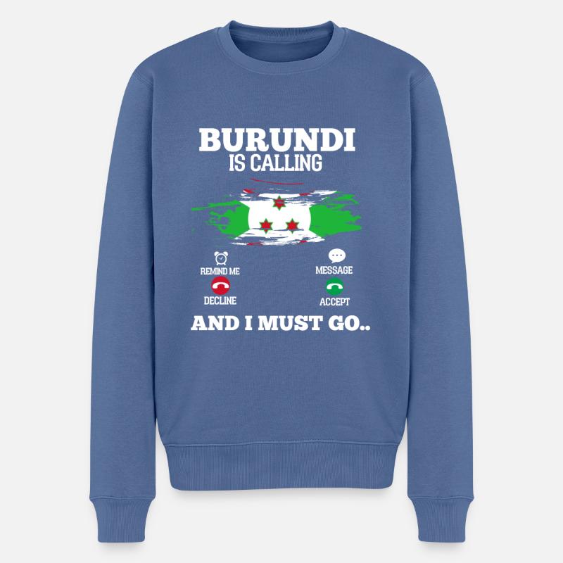 Burundi - Pull Premium bio Homme - bleu pigeon