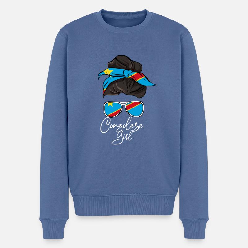 Kongo - Männer Premium Bio Pullover - Taubenblau