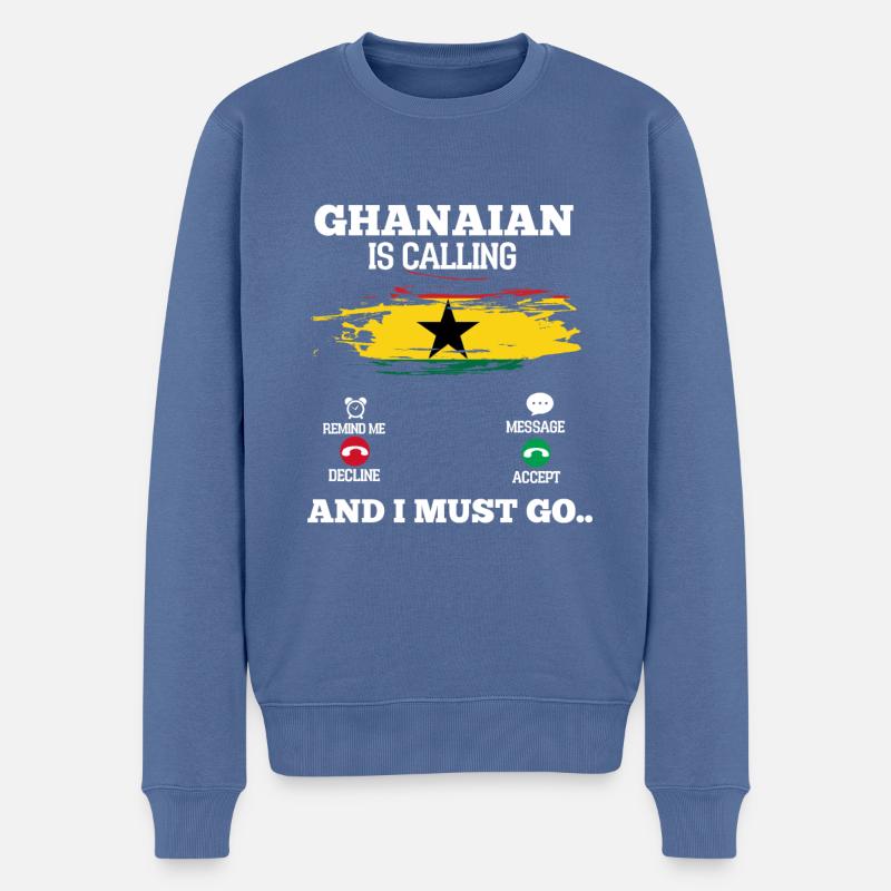 Ghana - Männer Premium Bio Pullover - Taubenblau