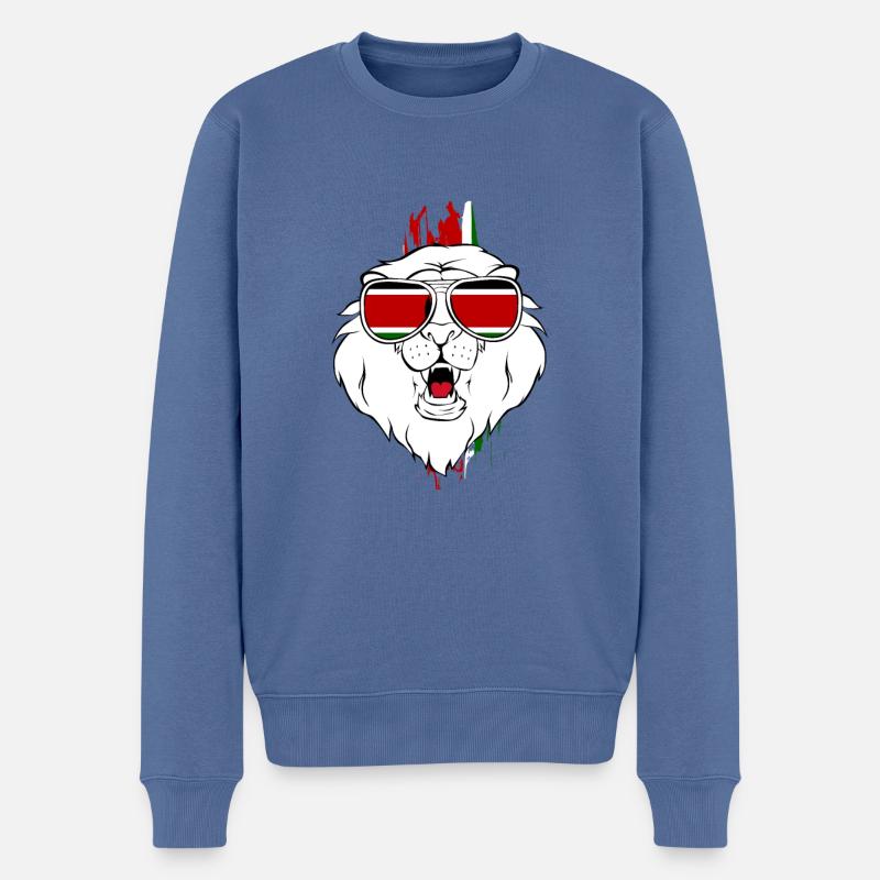 Kenia - Männer Premium Bio Pullover - Taubenblau