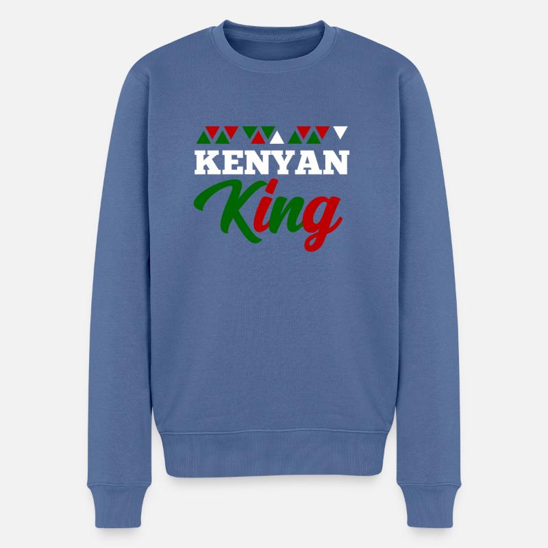 Kenia - Männer Premium Bio Pullover - Taubenblau