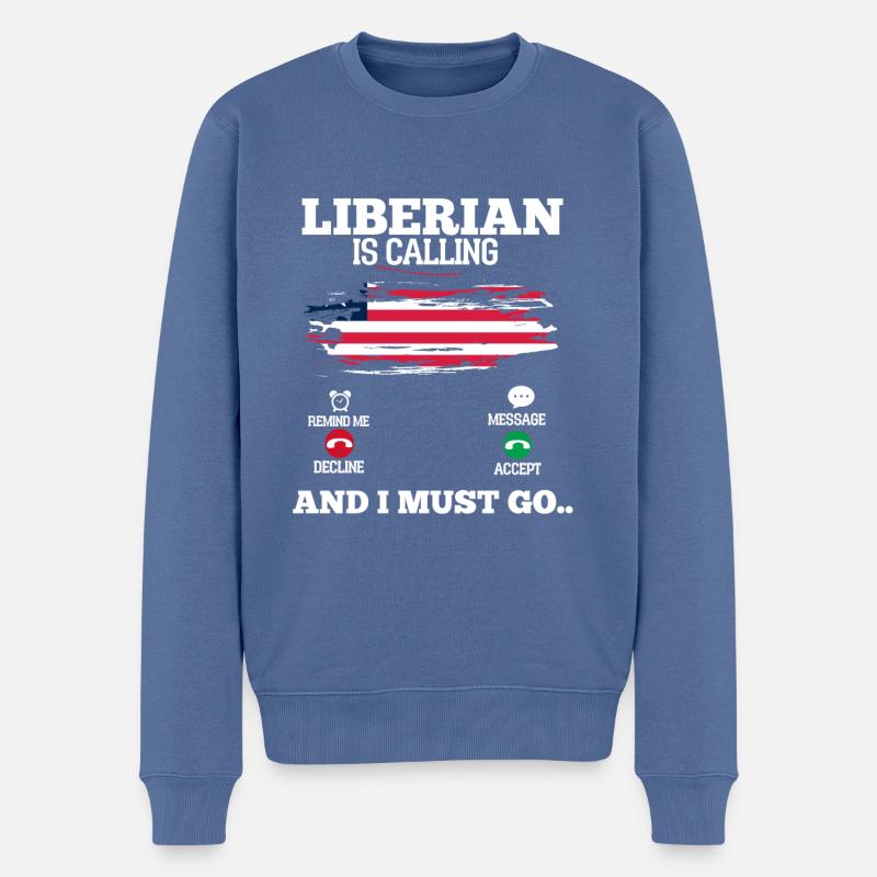 Liberia - Männer Premium Bio Pullover - Taubenblau