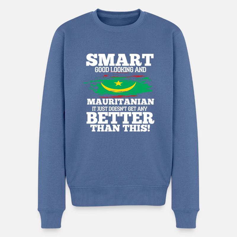 Mauritius - Männer Premium Bio Pullover - Taubenblau