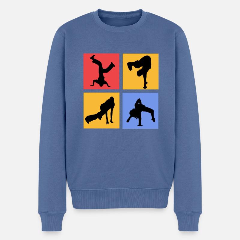 Breakdance - Pull Premium bio Homme - bleu pigeon