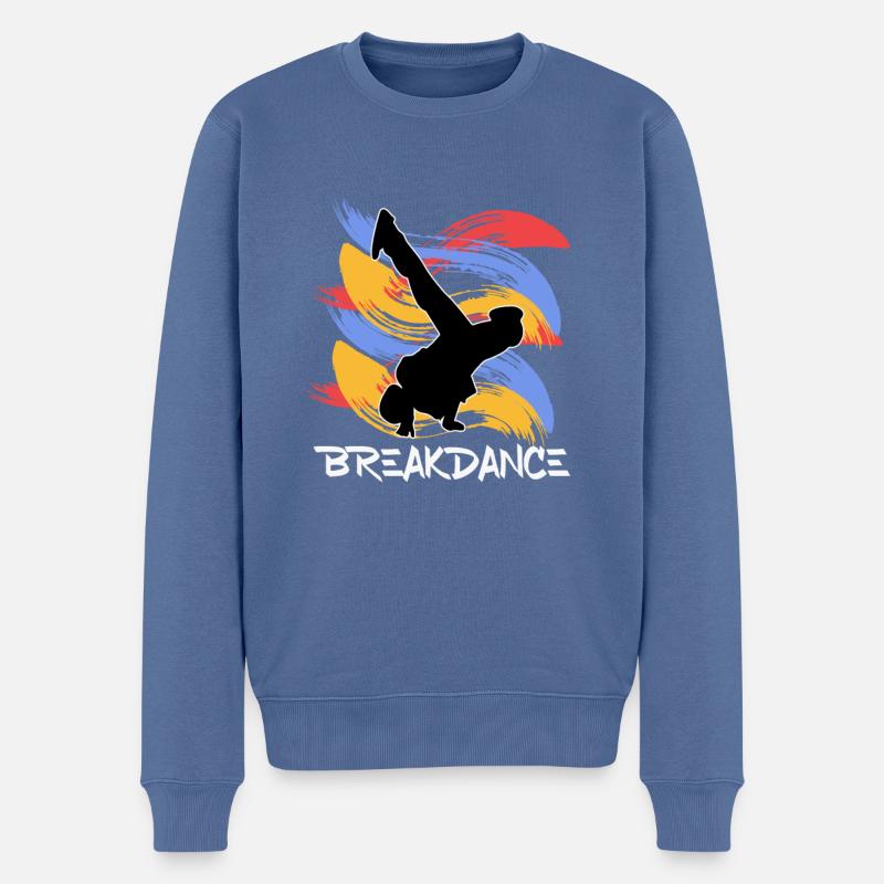 Breakdance - Pull Premium bio Homme - bleu pigeon