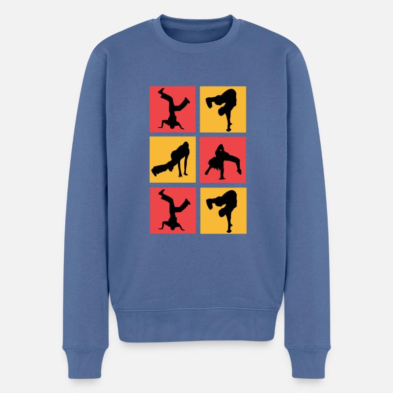 Breakdance - Pull Premium bio Homme - bleu pigeon