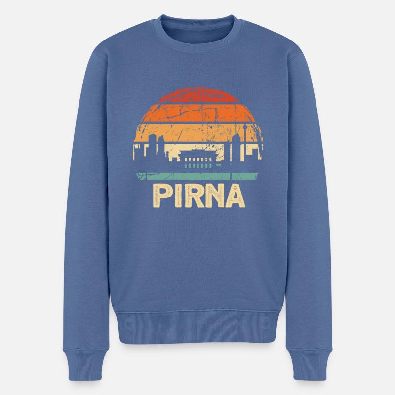 Pirna - Männer Premium Bio Pullover - Taubenblau