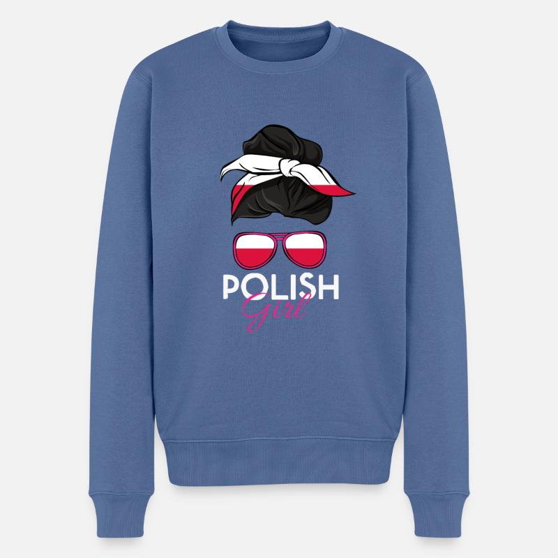 Polnisches Mädchen - Männer Premium Bio Pullover - Taubenblau