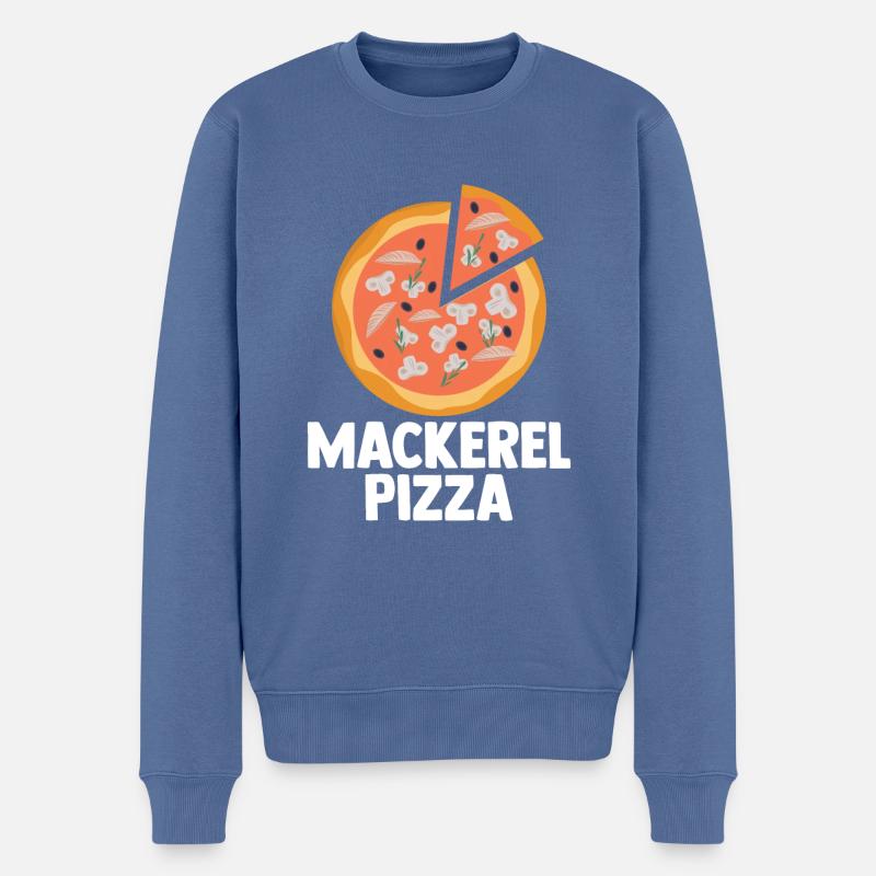 Makerel Pizza - Männer Premium Bio Pullover - Taubenblau