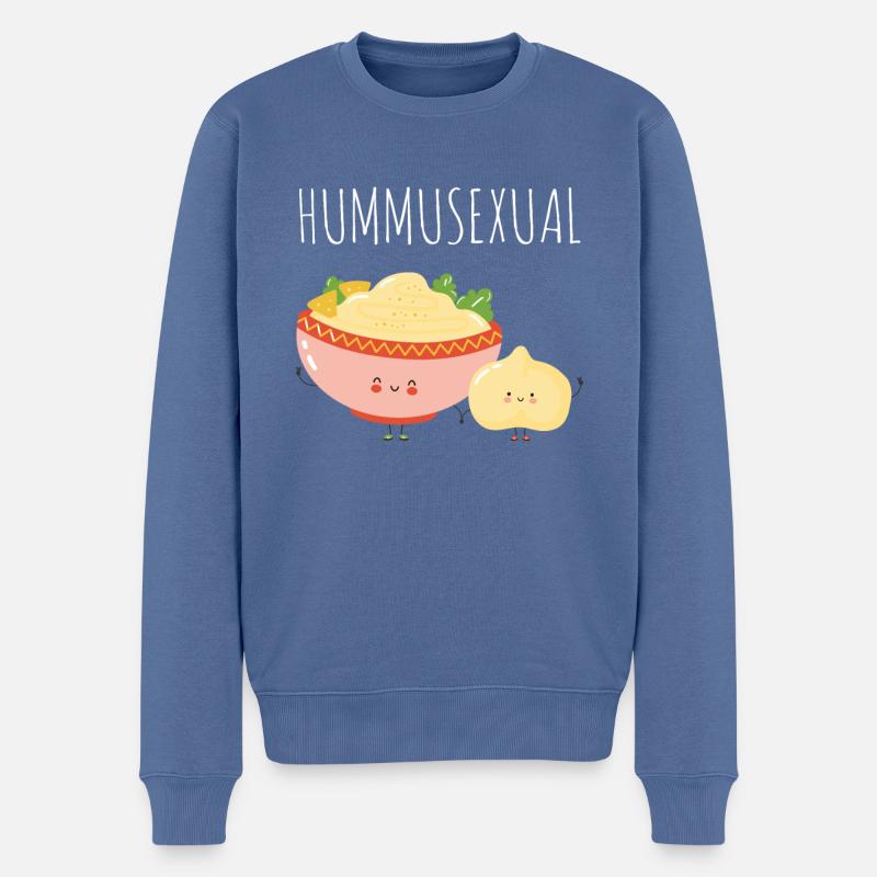 Hummus - Männer Premium Bio Pullover - Taubenblau