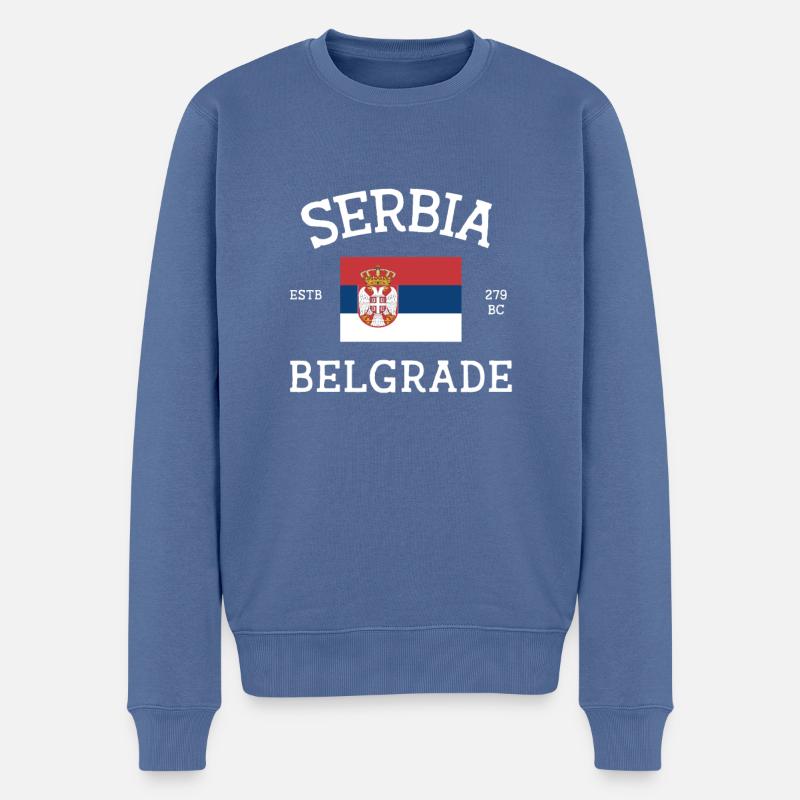 Serbien - Männer Premium Bio Pullover - Taubenblau