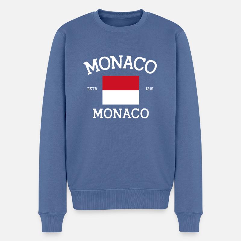 Monaco - Männer Premium Bio Pullover - Taubenblau
