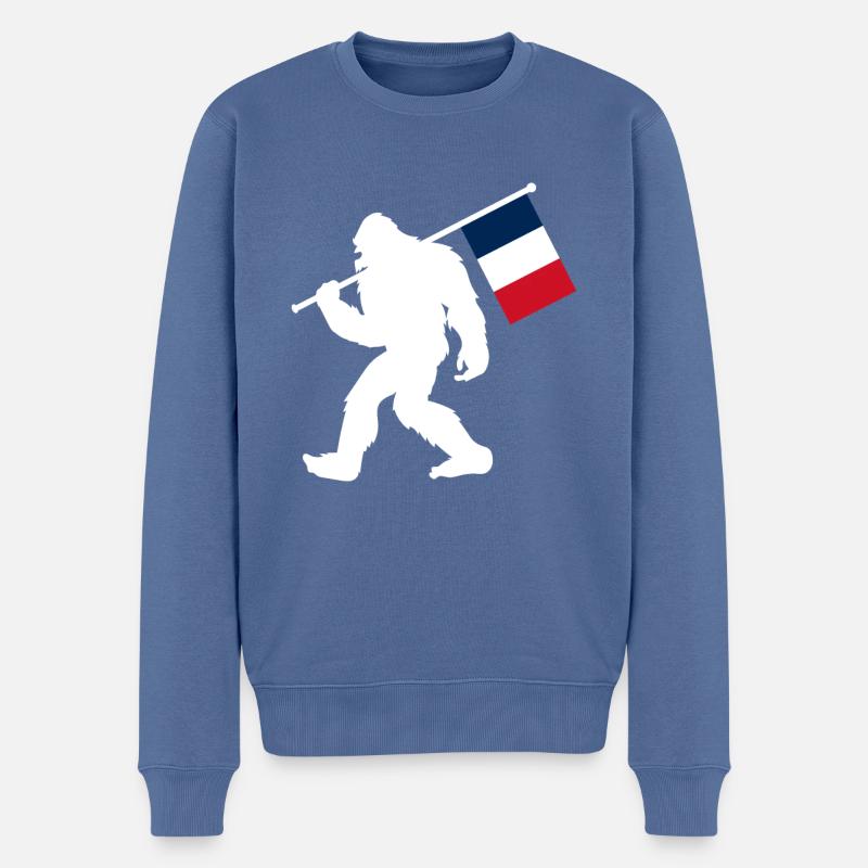 Frankreich - Männer Premium Bio Pullover - Taubenblau