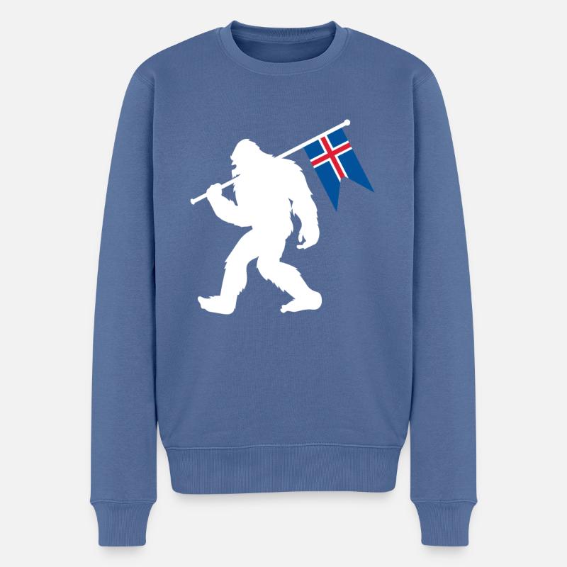 Island Bigfoot - Männer Premium Bio Pullover - Taubenblau