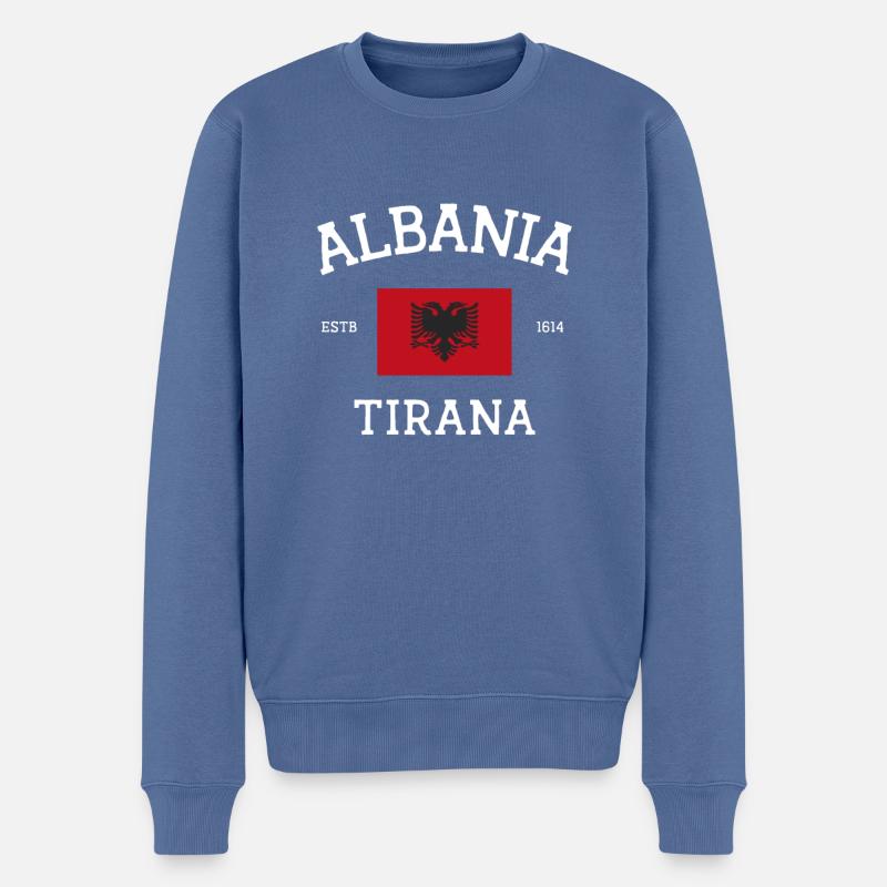 Albanien - Männer Premium Bio Pullover - Taubenblau