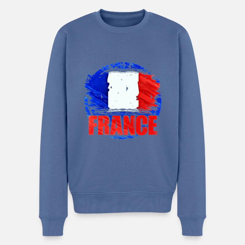 Frankreich - Männer Premium Bio Pullover - Taubenblau