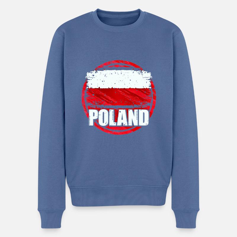 Pologne - Pull Premium bio Homme - bleu pigeon