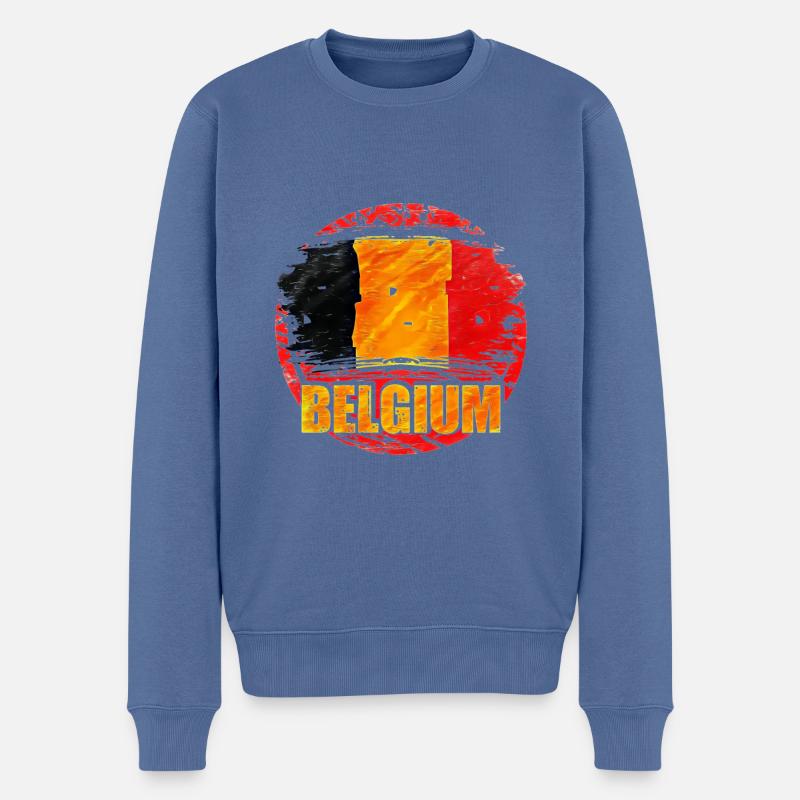 Belgien - Männer Premium Bio Pullover - Taubenblau